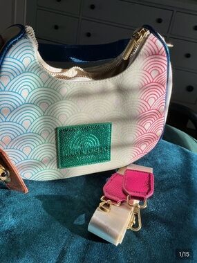 Canvas Shoulder Bag in Pink, Blue & Green - Women Bags by Kurt Geiger
